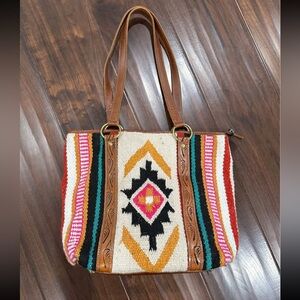 ARIAT New Condition Wool Blanket Leather Tote